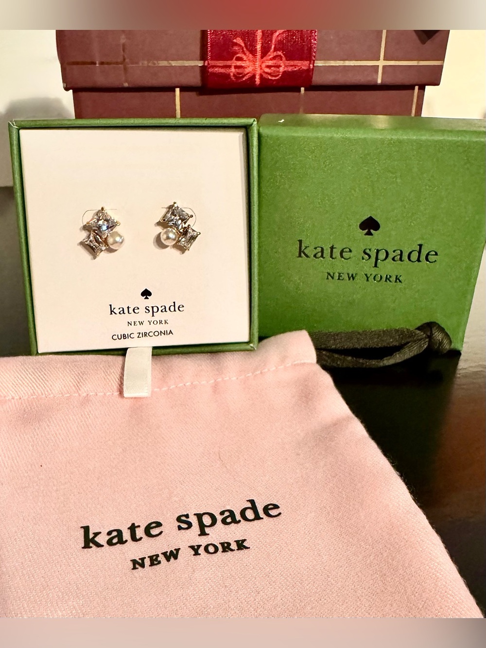 NIB Kate Spade Victoria Cluster Stud Earrings Gold Pearl CZ NIB & Auth. Dustbag